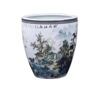 Transparent Peinture à l'encre de Transfiguration Chinoise, Design en céramique for Aquarium, Patio, Jardin, Aquarium, Salon, Ornement sans Trous, Pot de Fleurs en céramique Goldfish(Moyen)