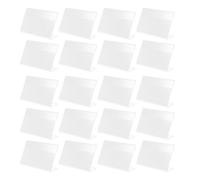 Transparent Porte-étiquettes de Prix en Plastique en L 20 Pièces | Insertion Latérale, Design Incliné Autoportant, Bords Lisses, Usage Restaurant et Accueil Réception