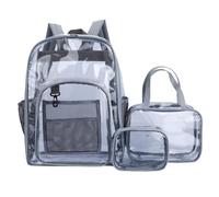 Transparent Sac à Dos Trois pièces Set Clear Travel Backpack PVC Voir à Travers Le Sac à école pour Les Voyages Scolaires 3pcs Gray Clear Travel Backpack