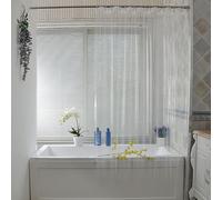 Transparent Salle de Bain Rideau de Douche Blanc avec Anneaux de Rideau de Douche Anti Moisissure Imperméable PEVA Maroc Épais Rideau de Bain, 180x200cm