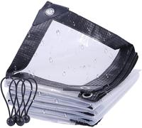 Transparent tarpaulin with eyelets 2 x 3 m,waterproof tarpaulin made of polyethylene material,ideal as a greenhouse tarpaulin,outdoor curtain,with 4 tarpaulin tensioners