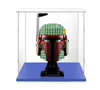Transparent Vitrine 20x20x25 avec Base Bleue,3mm Acrylique Anti Poussière Boîte de Présentation pour Darth Vader 75304 Venom 76187 Iron Man 76165 Captain Rex 75349 Clone Commander Cody 75350