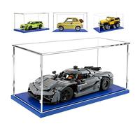 Transparent Vitrine 35x15x15 avec Base Bleue,3mm Acrylique Anti Poussière Boîte de Présentation pour Voiture Miniature 1/18 Lamborghini Huracán Tecnica 42161 Bugatti-Bolide 42151
