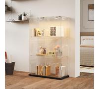 Transparent Vitrine avec lampe, Sur pied Vitrine trempé moderne, vitrine en Verre avec 3 Couches avec Porte, Vitrines de collection pour salon, chambre à coucher, 78.5 x 35 x 117cm (Noir, 2 Porte A)