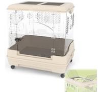 Transparente Cage Perroquet Oiseau 26inch, Cage À Oiseaux Interieur avec Toit Ouvert Et Plateau Détachable Grande Volière Oiseaux pour Perroquets(1pcs)