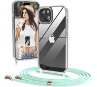 Transparente Funda Con Cuerda Para Iphone 15, Carcasa Suave Silicona Case Con Correa Colgante Ajustable Collar Correa De Cuello Cadena Cordón 1.6m