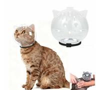 Transparente pour Chat et Chaton agressif, M/L Cat Breathable Bubble Helmet,Casque d’Astronaute réglable,empêche Les morsures,Cats Hood Face for Bathing with Breathable Hole Protection Accessories-L