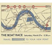 Transport for London Boat Race Map Impression sur Toile, Coton, Multicolore, 3,20 x 40,00 x 50,00 cm