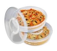 Transporteur à tarte, 2pcs Pizza Rangement Continer 12 '' Pie à tarte Réutilisable Pizza Container avec couvercle ＆ Gandage de biscuits clairs Conteneur de rangement alimentaire rond Conteneur de r