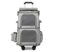 Transporteur de voyage double couche for chat avec roulettes, landau pliable for chien et chat for 2 chats, sac d'extérieur portable, poussette for animaux de compagnie, chariot à côtés souples for ch