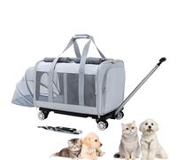 Transporteur pour Animaux de Compagnie Approuvé Par Les Compagnies Aériennes Avec Roues, Extensible des Deux Côtés, pour Chiens/chats (Color : Light gray)
