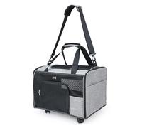 Transporteur pour animaux de compagnie, porte-chat roulant | Porteurs de chats à roues avec côtés de fenêtre en maille - Sac à bandoulière respirant de grande capacité pour chien chiot chaton de sorti