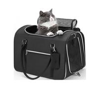 Transporteur pour Chat Doux Anti-Fugue Ventilation Maximale Étanche pour Voyages/Randonnée/Vétérinaire pour Petit Chien et Chat(Black)