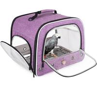 Transporteur pour Oiseaux de Grande Taille, Sac Portable avec Plateau en Métal et Grille pour Oiseaux Moyens et Grands comme le Perroquet Gris d'Afrique, Cacatoès à Longue Queue et Perroquet (Violet