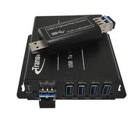 Transwan Hub USB 3.0 à fibre optique jusqu'à 250 mètres maximum avec module SFP 10 Gbit/s, répartiteur USB 3.0 1 à 4 ports sur 2 fibres, prend en charge la super-vitesse de 5 Gbit/s, prend en charge