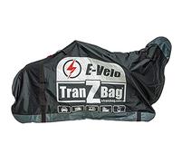 TranZbag E-Velo Sac de Transport pour vélo, Protection de Transport pour vélo électrique pour Roues de 26" à 29+" (Pliable, encombrement Minimal, bandoulière, Double Fermeture éclair), Noir
