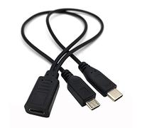 Traodin Câble répartiteur USB C femelle vers mâle et micro mâle pour Galaxy S5 i9600 S4 I9500 Note2 0,3 m