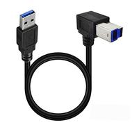 Traovien Câble d'imprimante USB 3.0, USB 3.0 de type A mâle vers type B mâle - Câble d'imprimante haute vitesse à 90 degrés pour imprimante, moniteur, disques durs externes, scanner - 50 cm (USB 3.0 A vers B angle droit)