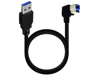 Traovien Câble d'imprimante USB 3.0, USB 3.0 de type A mâle vers type B mâle - Câble d'imprimante haute vitesse à 90 degrés pour imprimante, moniteur, disques durs externes, scanner - 50 cm (USB 3.0 A vers B angle vers le bas)
