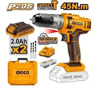 Trapano Avvitatore 20v Con 2 Batterie + 47 Accessori Multicolore