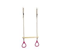 Trapèze à anneaux en bois avec anneaux en plastique Pourpre