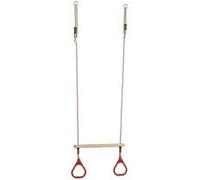 Trapèze balançoire en bois avec anneaux de gymnastique pour enfant pour structure de jeux Marron G