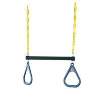 Trapèze Balançoire Enfant Exterieur, Trapèze en Bois Anneaux et Barre de Gymnastique pour Enfant avec Gymnastique Anneaux en Platique