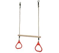 Kangui Trapèze balançoire en bois avec anneaux de gymnastique pour enfant