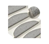 vidaXL Tapis d'escalier 15 pièces Demi-rond 56 x 17 x 3 cm Gris clair