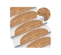 vidaXL Tapis d'escalier 15 pièces 65 x 21 x 4 cm Beige Demi-rond Grand 133902