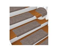 vidaXL Tapis d'escalier autocollants 15 pièces 65 x 21 x 4 cm Beige bord rectangulaire
