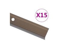 Nez de marche Forme en L 15 pcs Aluminium 90 cm Marron
