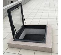 Trappe D’Accès Toiture Commerciale, Couvercle De Lanterneau En Verre Trempé, Cadre En Aluminium À Pose Affleurante Avec Vérin À Gaz, Trappe D’Évacuation Manuelle Pour Toit, Garage Et Soupirail