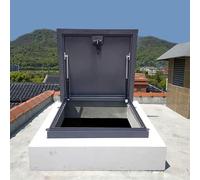 Trappe D'accès Au Toit,Couvercle De Sortie Toit Résistant Aux Intempéries Avec Vérin à Gaz,Loquet De Porte,Couvercle Découpe Trappe Evacuation Toit,Porte Sécurité Acier Toit,65x65cm