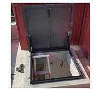 Trappe d'accès au toit en acier galvanisé - Couvercle d'entretien 55 x 55 cm avec cadre et poignée en aluminium, conception à bande d'étanchéité pour des réparations et des installations fac