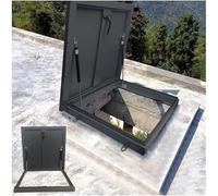 Trappe d'accès de toit en alliage d'aluminium avec serrure - 95 x 95 cm - Porte de sécurité moderne pour sortie de sous-sol - Plaque de protection durable en métal résistant aux intempéries