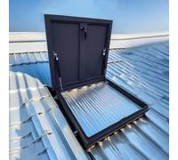 Trappe d'accès de toit en aluminium robuste de 101,6 x 66 cm, résistante aux intempéries, avec verrou, grille d'aération de grenier, couvercle de trou d'homme sécurisé pour un accès et une protection