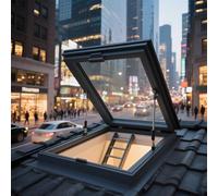 Trappe d'accès de toit manuelle avec verre trempé,portes et fenêtres d'éclairage et de ventilation,trappes de maintenance ventilées,porte d'éclairage pour puits souterrains(50*75cm/19.7*29.5in)