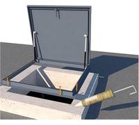 Trappe d'accès de toit, porte de sécurité carrée en acier avec tiges pneumatiques-hydrauliques, trappe d'accès pour puits galvanisé/trappe d'évacuation pour allées et cours