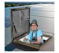 Trappe d'accès pour toit plat en acier inoxydable avec support hydraulique et bande d'étanchéité pour une entrée sûre sur le toit