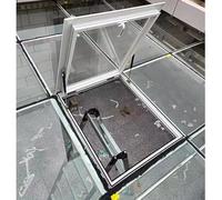 Trappe d'accès réglable pour grenier avec double couche en verre trempé de 50,8 à 91,4 cm pour toits inclinés et plats, parfaite pour les vérandas et les sous-sols (55,9 x 91,4 cm)