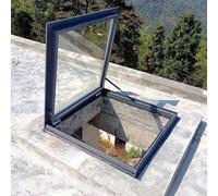 Trappe de fenêtre de sous-sol en alliage d'aluminium pour l'extérieur - Étanche - Avec fenêtre de ventilation en verre pour grenier - Fenêtre de véranda - Entretien du toit - Évacuation de la pluie