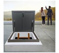 Trappe de toit en acier galvanisé avec ressorts à gaz et verrou pour un accès sécurisé au grenier, trappe de secours pour grenier et sous-sol résistant aux intempéries, couvercle d'accès rés