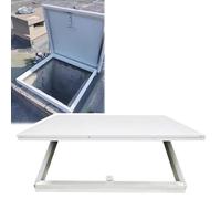 Trappe de toit en acier galvanisé avec revêtement en poudre blanc 60 x 100 cm Accès facile avec vérin à gaz et poignée Solution d'accès au toit durable