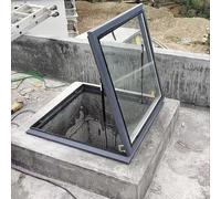 Trappe de toit en acier, Puits de Ventilation Trappe Verre Trempé Cadre En Aluminium Gris Plusieurs Tailles(WxH 44x36in/111.7x91.4cm)