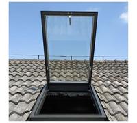 Trappe de toit en acier, Tailles multiples de cadre en aluminium verre trempé double couche trappe d'accès toit lucarne(19x48inch)