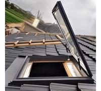 Trappe de toit en acier, Tailles multiples de rectangle place trappe toit ventilation manuelle à double vitrage en aluminium(LxW 65x70cm/25.6x27.6in)