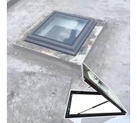 Trappe de Toit en Verre trempé avec Ventilation Manuelle, puits de lumière pour combles et fenêtre d'évacuation (65 x 70 cm) - Idéal pour l'accessibilité des Maisons et des bâtiments