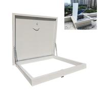 Trappe de toit étanche blanche - Porte d'accès galvanisée pour grenier et sous-sol avec cadre en aluminium, levier hydraulique et poignée - Couvercle d'aération durable (50 x 65 cm)