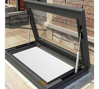 Trappe de toit portable en aluminium - Accès au toit plat imperméable avec fenêtre en verre pour couloir, loft, escalier, garage - 70 x 70 cm
